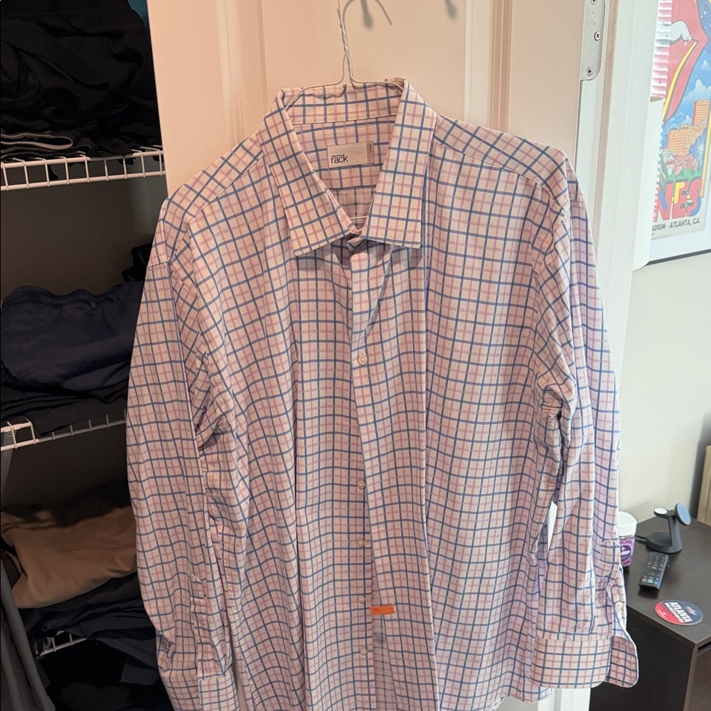 Classic Checkered Dress Shirt in Pink and Blue